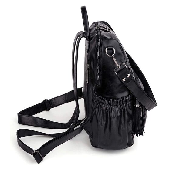 Black Leather Backpack   